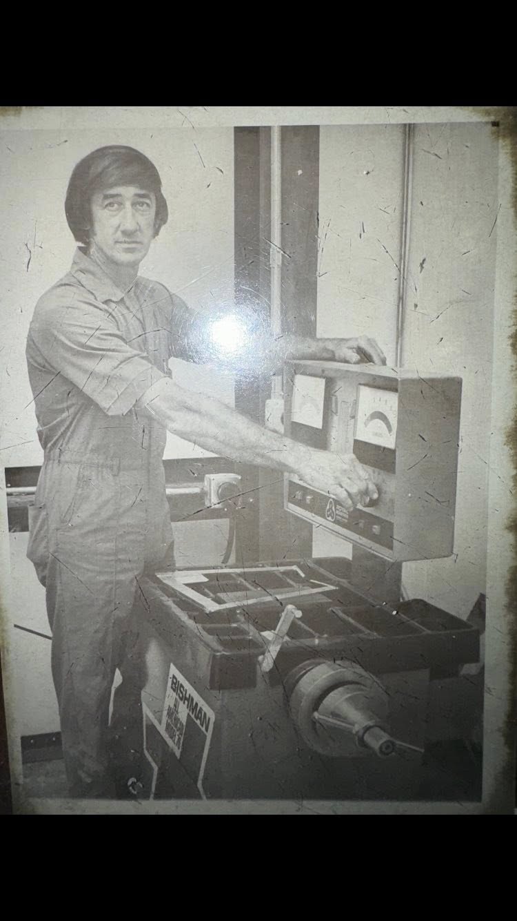 Frankie Kubin at work in the shop, carrying the second-generation Kubin standard