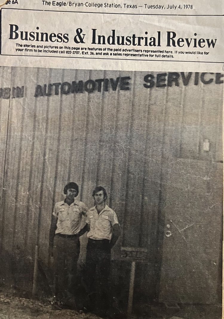 Kubin Automotive Service storefront, the family shop on South College Avenue in Bryan, TX
